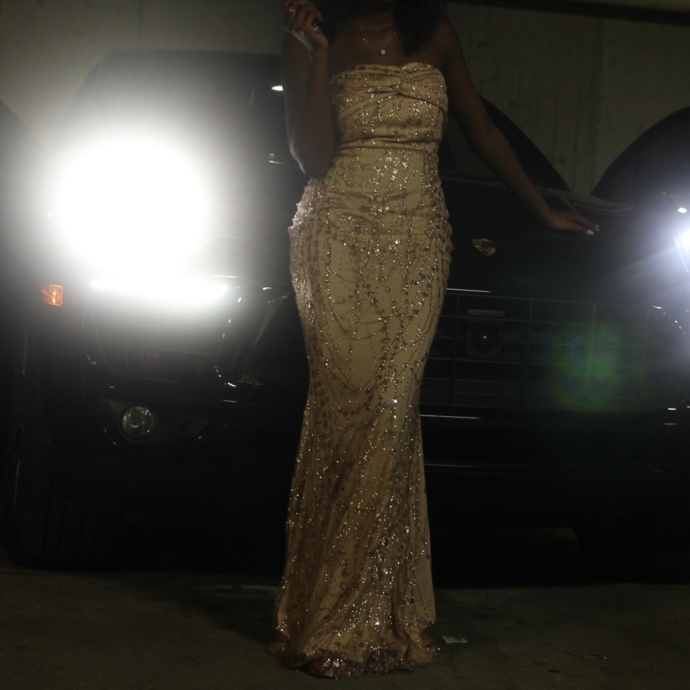 Rose gold Glitter Prom dress.